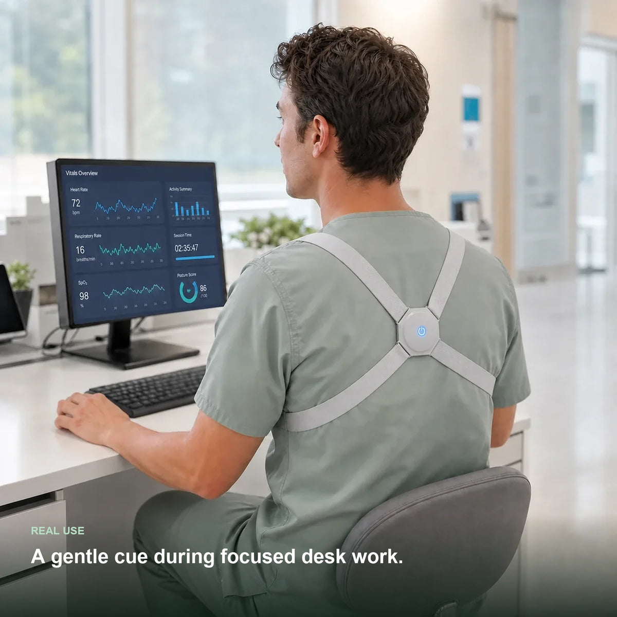 Professional using AlignNova during focused desk work
